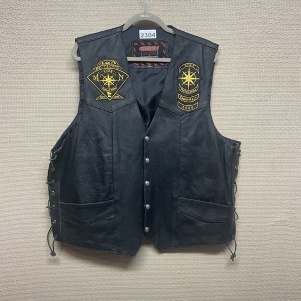 Interstate Leather‎ Big Logo Lined Snap 4-Button Tie Sides Vest Men 2XL Pakistan